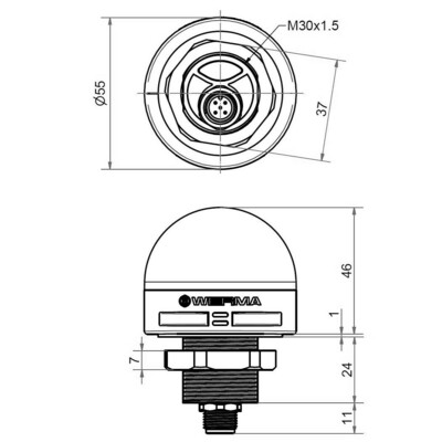 Werma MC55 UL Leuchte + Summer 24V RGY M12 240.440.55