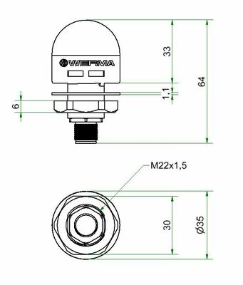 Werma MC35 UL Leuchte + Summer 24V RGY M12 241.440.55