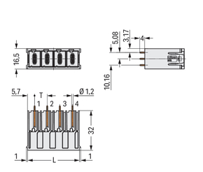 WAGO GmbH & Co. KG THT-Stiftleiste lichtgrau 832-3604/101-000