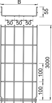 OBO Bettermann Vertr Gitterkabelrinne 55x200x3000mm GRM 55 200 G