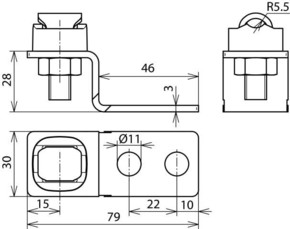 DEHN Endstück Z-Form St/tZn m. 3 Bohr. D11mm ESZF2XB11KSV710STTZN