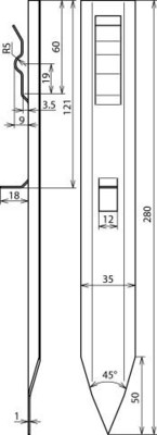 DEHN Abstandshalter L280mm St/tZn gerade AH FE RF