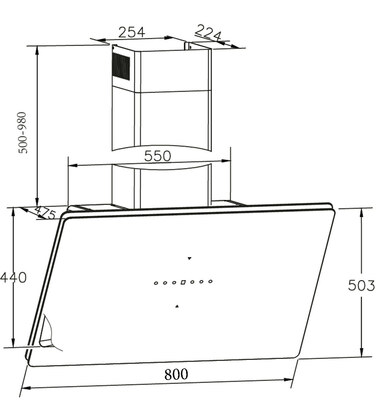 Amica Kaminhaube X-Type, 80 cm,swGlas KHF 695 800 S