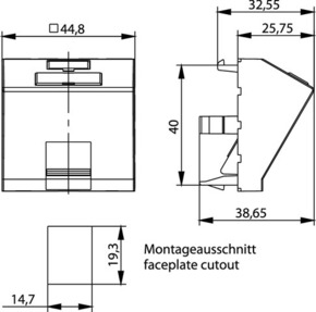 Telegärtner Modulaufnahme 45x45 abgewinkelt 100021429