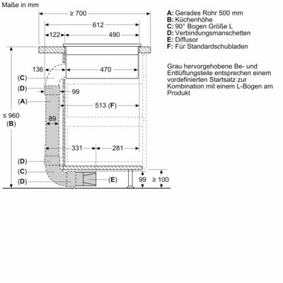 Constructa-Neff Flachkanalbogen 90Grad,vertikal Z861KR2