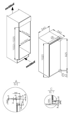 Amica EB-Kühlgerät Schlepptür EVKSS 351 215