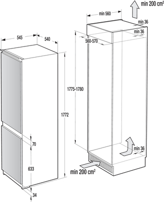 Gorenje EB-Kühl/Gefrierkombi Schlepptür,CrispZone RKI418EE1