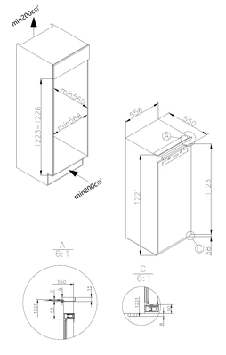 Amica EB-Kühlgerät mGF,Festtür EVKSX 352 250