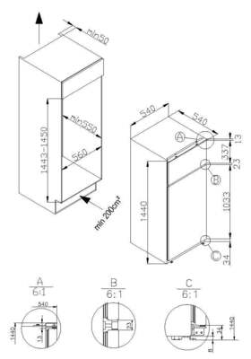 Amica EB-Kühl/Gefrierkombi 1450er Nische EDTS 374 911