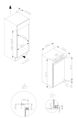 Amica EB-Gefriergerät Festtür EGSX 321 905