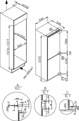 Amica EB-Kühl/Gefrierkombi Schlepptür EKGCS 385 911