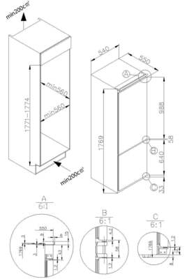 Amica EB-Kühl/Gefrierkombi Schlepptür EKGCS 387 931