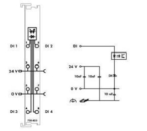 WAGO GmbH & Co. KG Digitale Eingangsklemme 4-Kanal DC24V 0.2ms 750-403