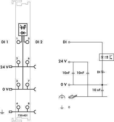 WAGO GmbH & Co. KG Digitale Eingangsklemme 2-Kanal DC24V 0.2ms 750-401