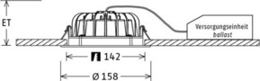 LTS Licht&Leuchten LED-Einbaudownlight 3000K inkl.Konverter VTFS 10.1030/DALI si