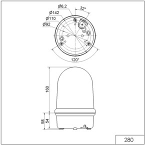 Werma LED-Rundumsignalleuchte 115-230V AC rt 28012068