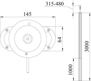 OBO Bettermann Vertr Installationssäule 64x145x3000mm Alu ISST70140RW