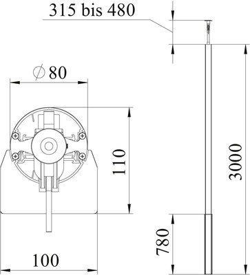 OBO Bettermann Vertr Installationssäule Boden/Decke ISS110100REL