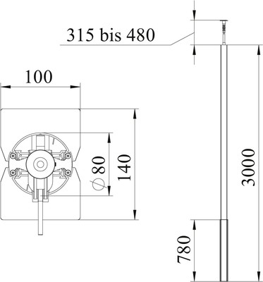 OBO Bettermann Vertr Installationssäule Boden/Decke ISS140100REL