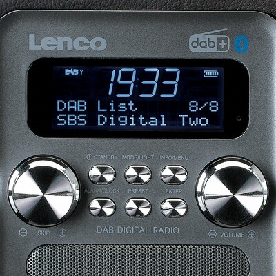 LENCO DAB+ Radio portable,Akku,MP3 PDR-011BK Black