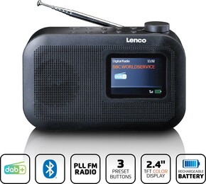 LENCO DAB+ Taschenradio portable,Akku,BT PDR-026BK