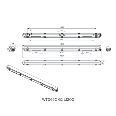 Philips Lighting LED-Feuchtraumleuchte 840, L1200mm WT065C LED #50021199