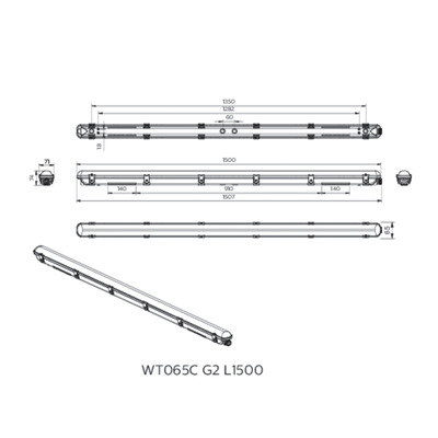 Philips Lighting LED-Feuchtraumleuchte 840, L1500mm WT065C LED #50022899