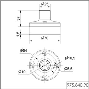 Werma Fuß für Rohr, 25mm 97584090