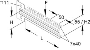 Niedax Ausleger H=73mm,B=105mm KTUM 100