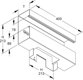 Niedax GK-T-Stück 90Gr. 213x100x78mm GKTU 213A78T100 WA