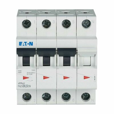 Eaton Leitungsschutzschalter 3p. 0,5A Charakt.: D FAZ-D0,5/3N