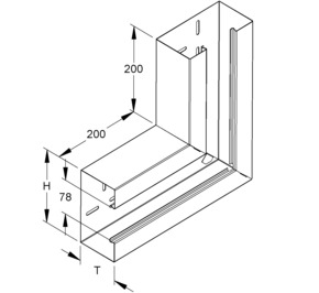 Niedax GK-Vertikaleck 90Gr. einzügig, 110x70mm GKV 110-78T70 VW