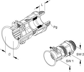 HKL Kabelverschraubung gr,D=9-11mm 1230/13