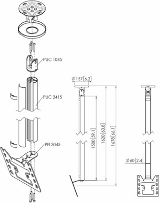 Vogels Einzelprofil VESA 200x200 Connect-It,150cm CT241522 si