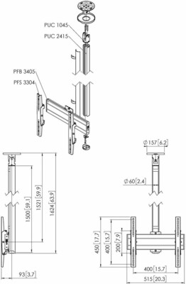 Vogels Einzelprofil VESA 400x400 Connect-It,150cm CT241544 sw