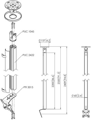 Vogels Einzelprofil VESA 200x200 Connect-It,220cm CT242222 si