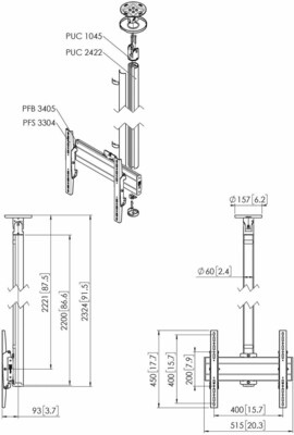 Vogels Einzelprofil VESA 400x400 Connect-It,220cm CT242244 si