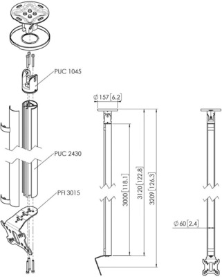 Vogels Einzelprofil VESA 100x100 Connect-It,300cm CT243011 si