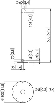 Vogels Display fester Standfuß 160 cm PFA9155 si