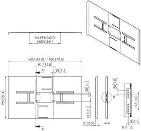 Vogels Rückwandabdeckung fDisplay Connect-it,QF,75-80Z PFA9161 sw