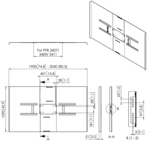 Vogels Rückwandabdeckung fDisplay Connect-it,QF,84-86Z PFA9163 sw