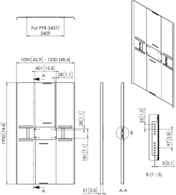 Vogels Rückwandabdeckung fDisplay Connect-it,HF,84-86Z PFA9164 sw