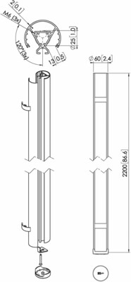 Vogels Abhängungsprofil Connect-it,L 220 cm PUC2422 sw