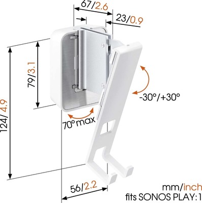 Vogels Lautsprecherhalterung Play1 SOUND4201 weiß-alu